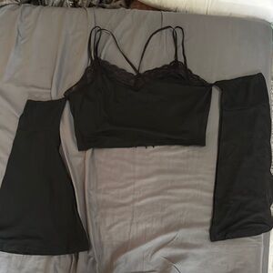 Elegant Black Lace Bat Crop Top